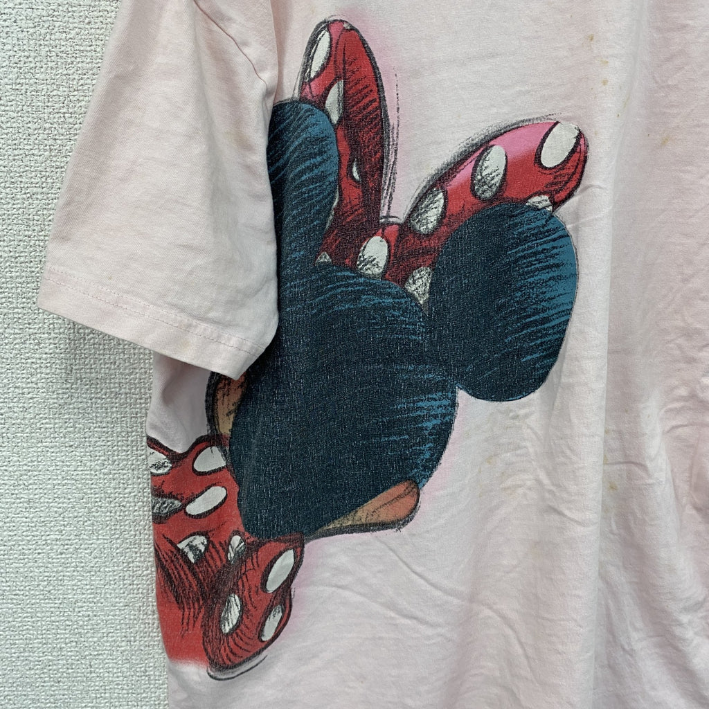 Disney Land Hong Kong　ミニーマウス　半袖プリントTシャツ　ピンク　XLサイズ　古着