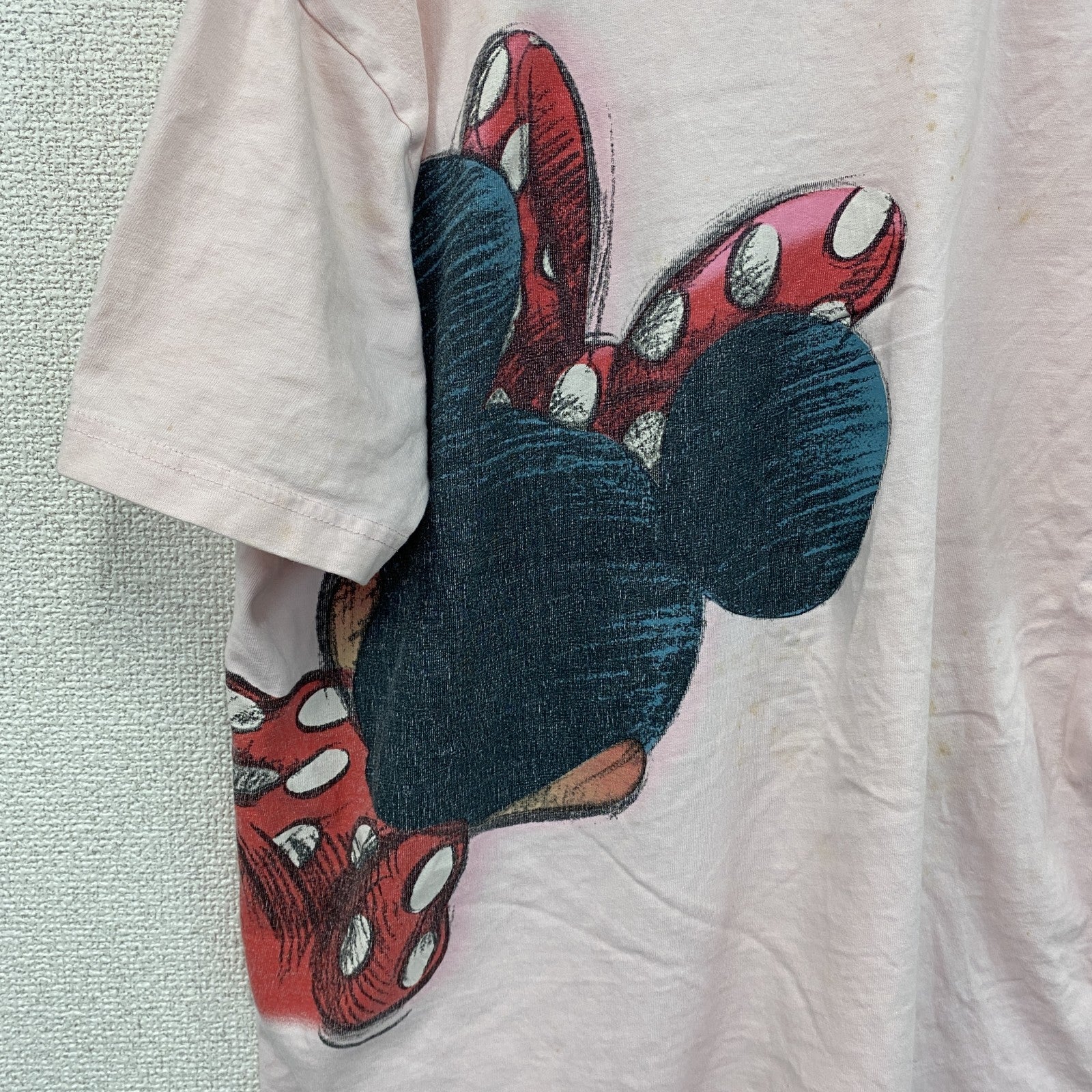 Disney Land Hong Kong　ミニーマウス　半袖プリントTシャツ　ピンク　XLサイズ　古着