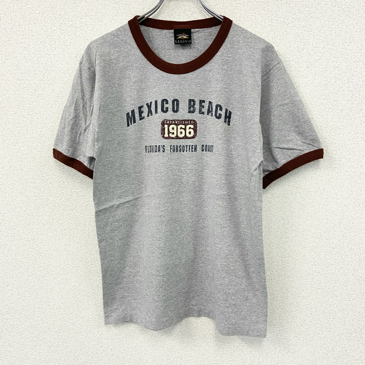 PRAIRIE MOUNTAIN　半袖プリントTシャツ　リンガーT　灰色　グレー　Mサイズ　古着