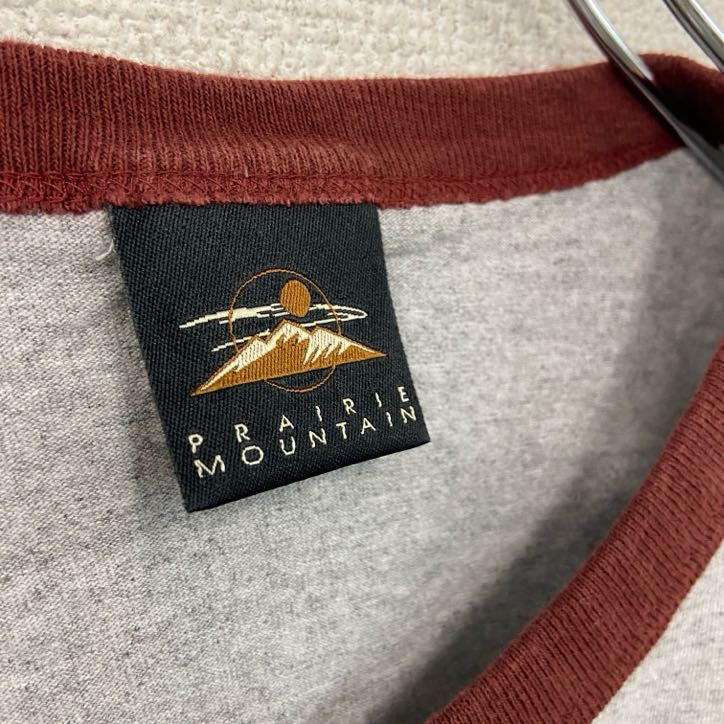 PRAIRIE MOUNTAIN　半袖プリントTシャツ　リンガーT　灰色　グレー　Mサイズ　古着