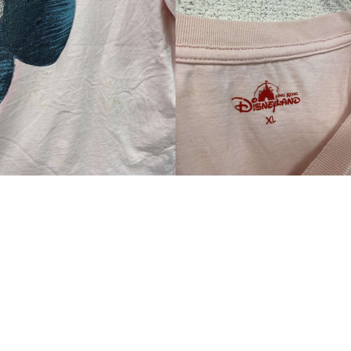Disney Land Hong Kong　ミニーマウス　半袖プリントTシャツ　ピンク　XLサイズ　古着
