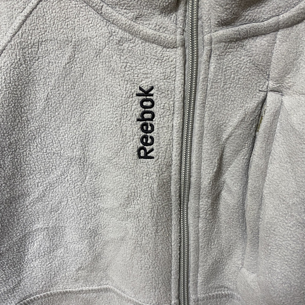 Reebok リーボック　長袖フリースジャケット　ワンポイントロゴ刺繍アウター　ハイネック　ホワイト　Sサイズ　古着