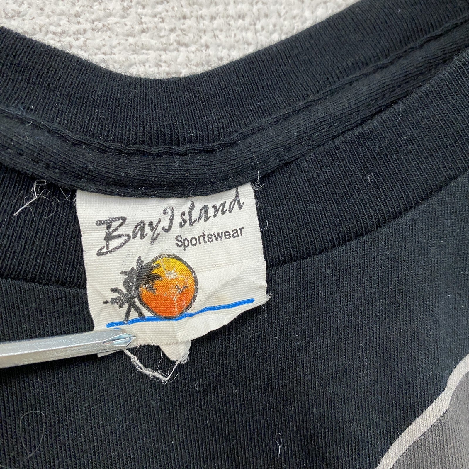 Bayisland　半袖プリントTシャツ　だまし絵　タキシード　黒　ブラック　XLサイズ　古着