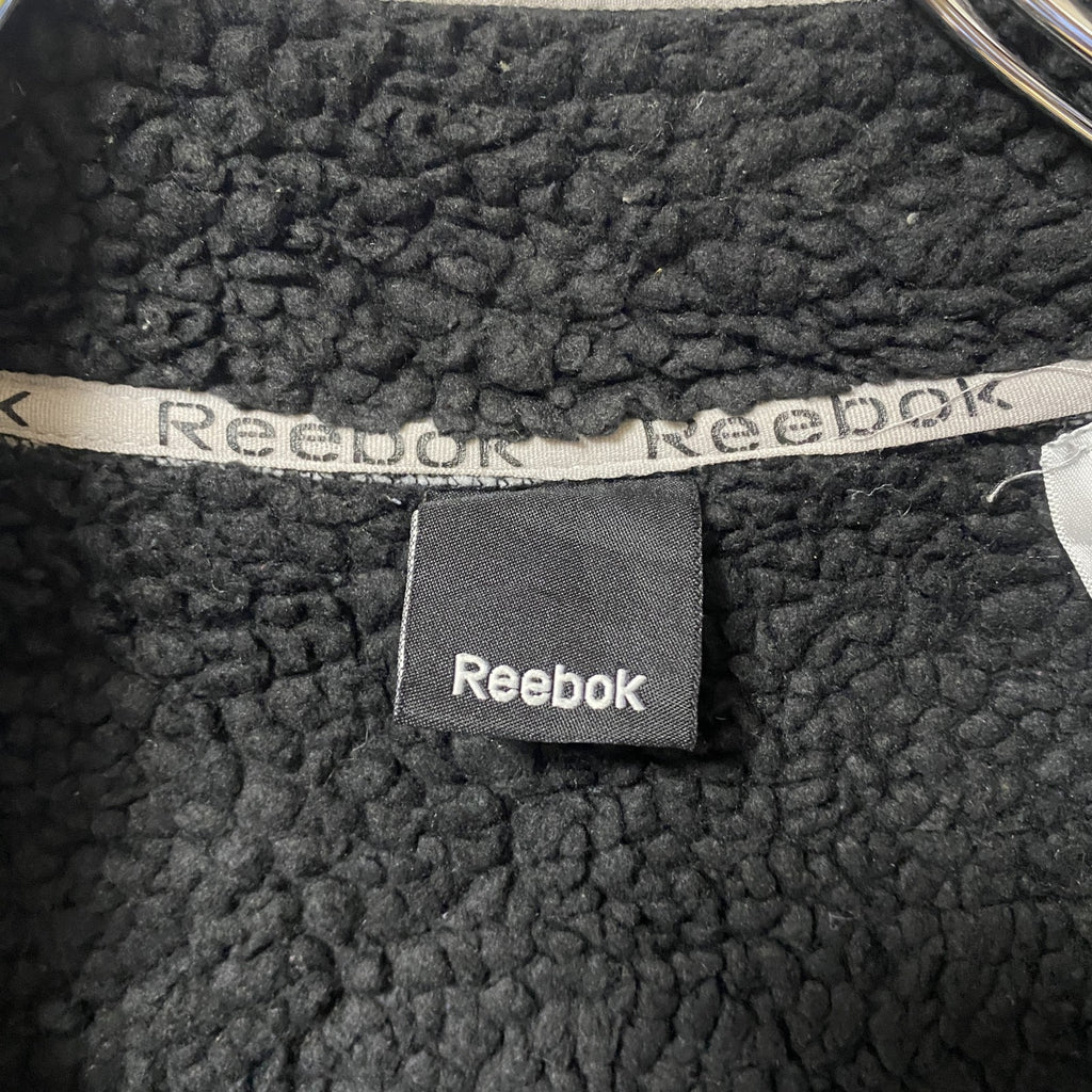 Reebok リーボック　長袖フリースジャケット　ワンポイントロゴ刺繍アウター　ハイネック　ホワイト　Sサイズ　古着