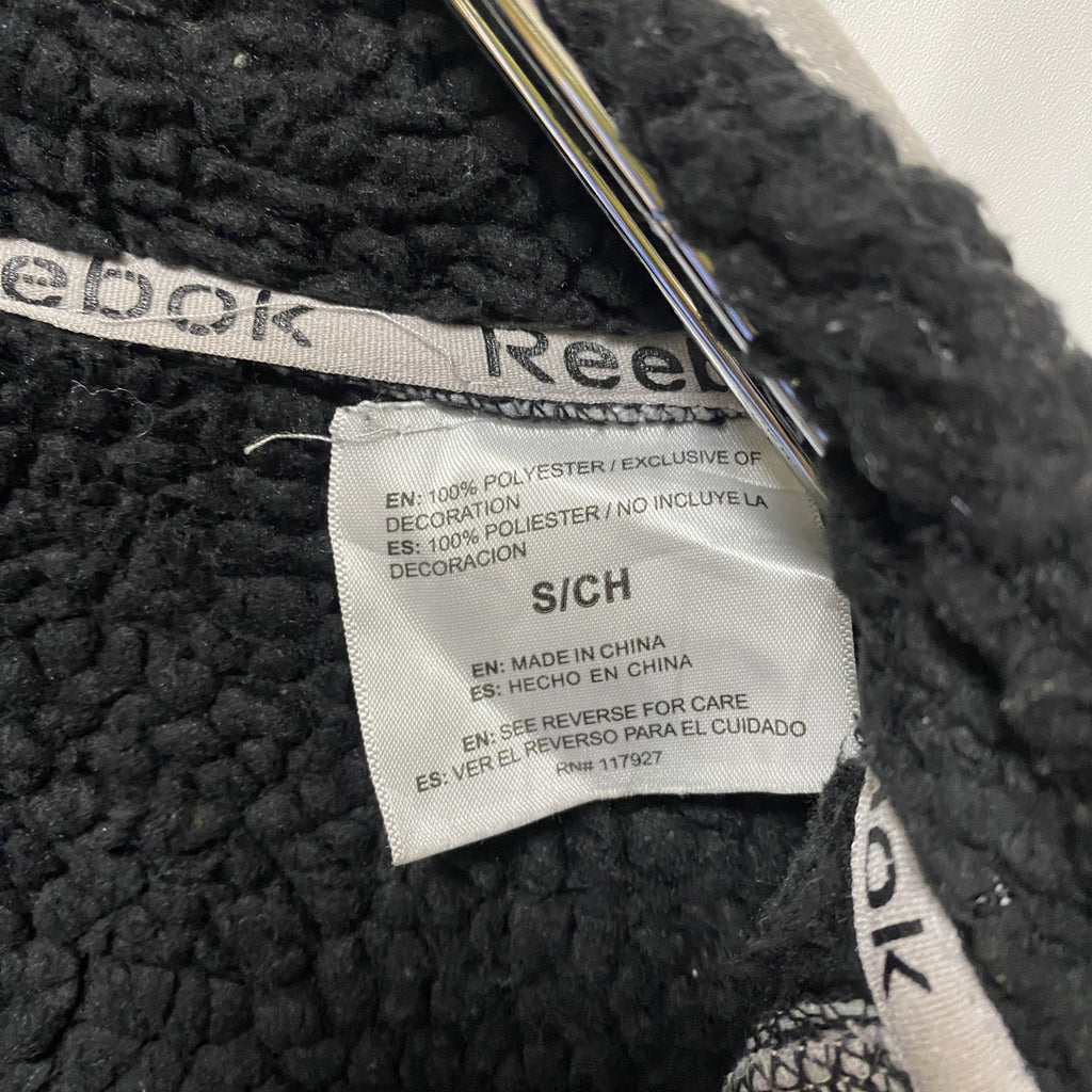 Reebok リーボック　長袖フリースジャケット　ワンポイントロゴ刺繍アウター　ハイネック　ホワイト　Sサイズ　古着