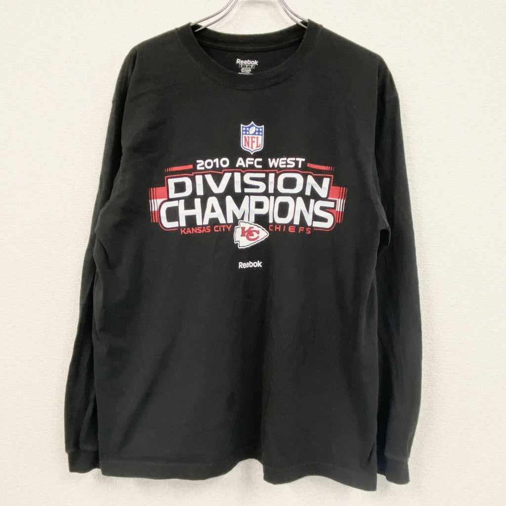 NFL　Reebok　リーボック　長袖プリントTシャツ　黒　ブラック　XLサイズ　古着