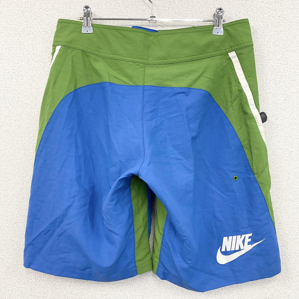 00s　NIKE　ナイキ　ナイロンハーフパンツ/ショートパンツ　サーフパンツ　スウッシュ　ヴィンテージ　ブルー　Lサイズ　古着