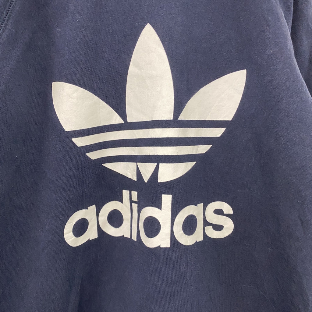 adidas　アディダス　スウェット/トレーナー　ラグランスリーブ　トレフォイルロゴ　デカロゴ　紺　ネイビー　Mサイズ　古着