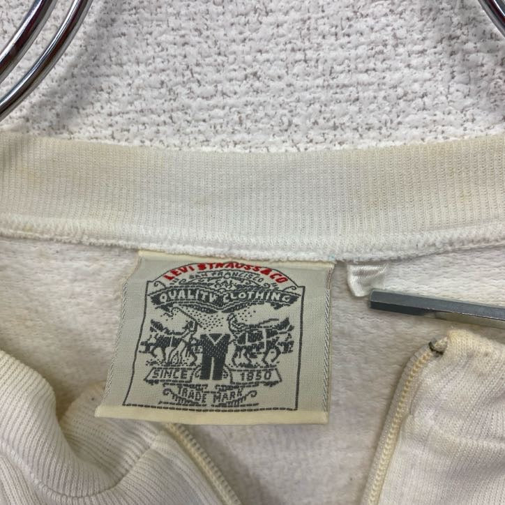 90s～　Levi's　リーバイス　ハーフジップスウェット　ヴィンテージ　白　ホワイト　Lサイズ　古着