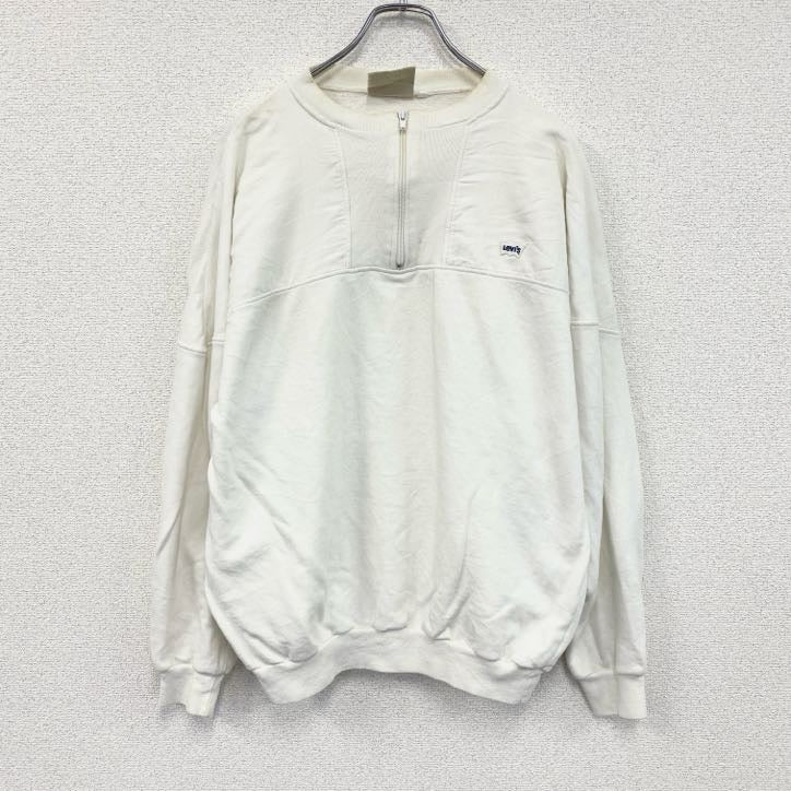 90s～　Levi's　リーバイス　ハーフジップスウェット　ヴィンテージ　白　ホワイト　Lサイズ　古着
