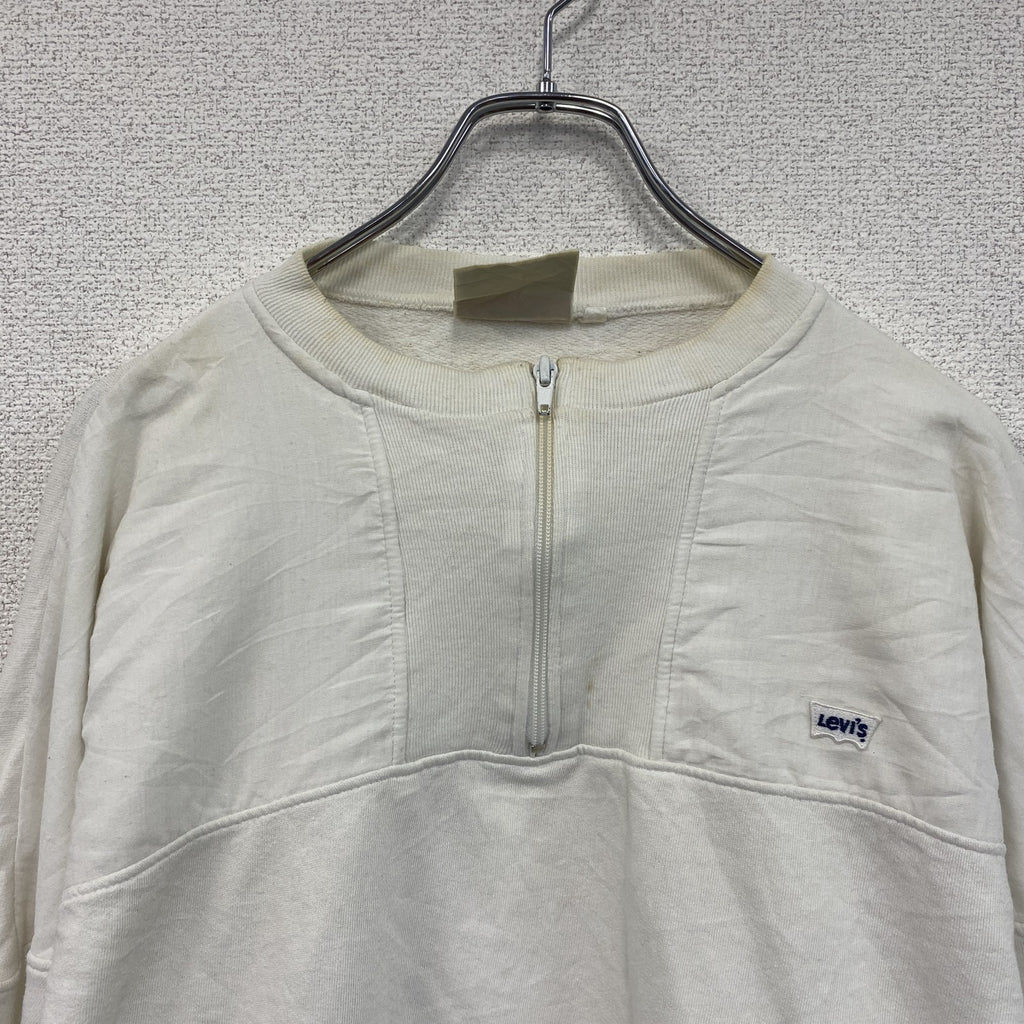 90s～　Levi's　リーバイス　ハーフジップスウェット　ヴィンテージ　白　ホワイト　Lサイズ　古着