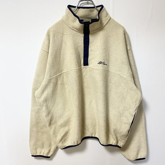 古着 used　80s 90s　L.L.Bean エルエルビーン　長袖スナップボタンフリースジャケット　ヴィンテージ　アイボリー