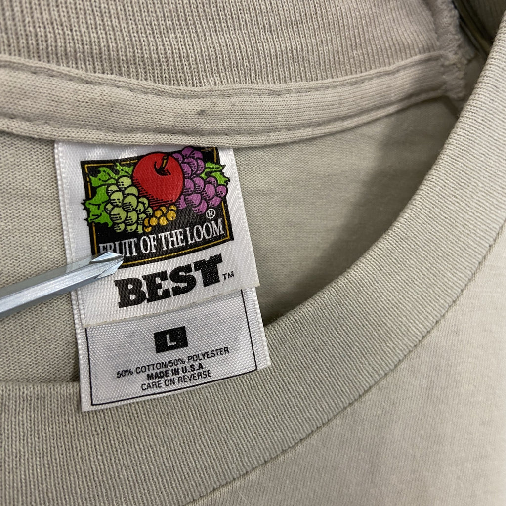 FRUIT OF THE LOOM　フルーツオブザルーム　半袖プリントTシャツ　シングルステッチ　ヴィンテージ　ベージュ　Lサイズ　古着