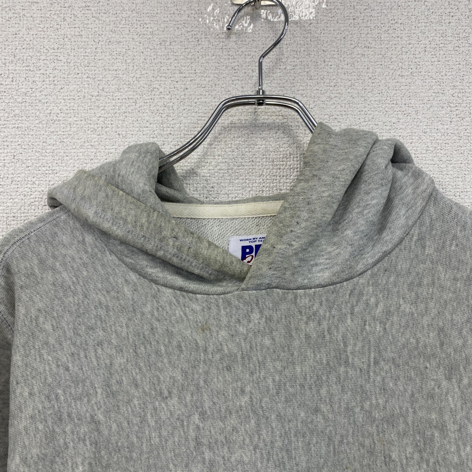 RUSSELL　ラッセル　スウェットパーカー/フーディー　リバースウィーブタイプ　刺繍ロゴ　霜降りグレー　XLサイズ　古着