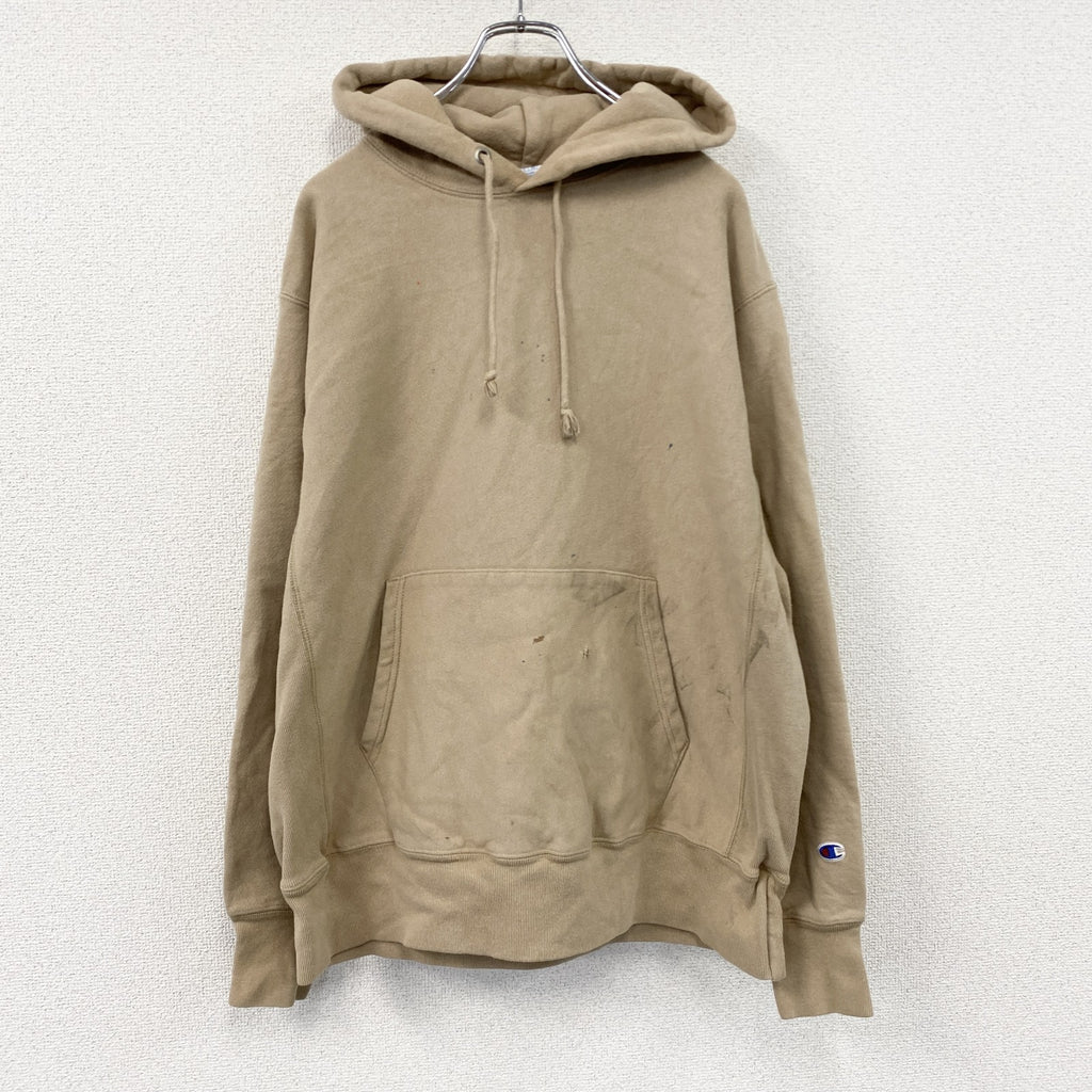 Champion　チャンピオン　リバースウィーブ　スウェットパーカー/フーディー　目無し　ベージュ　Lサイズ　古着