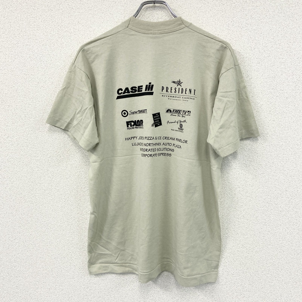 FRUIT OF THE LOOM　フルーツオブザルーム　半袖プリントTシャツ　シングルステッチ　ヴィンテージ　ベージュ　Lサイズ　古着