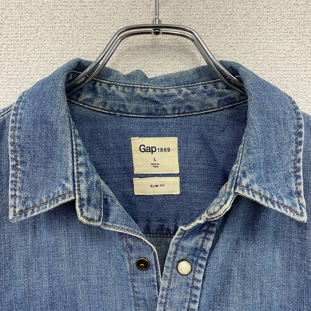 GAP　ギャップ　SLIM FIT　長袖デニムシャツ　インディゴ　Lサイズ　古着