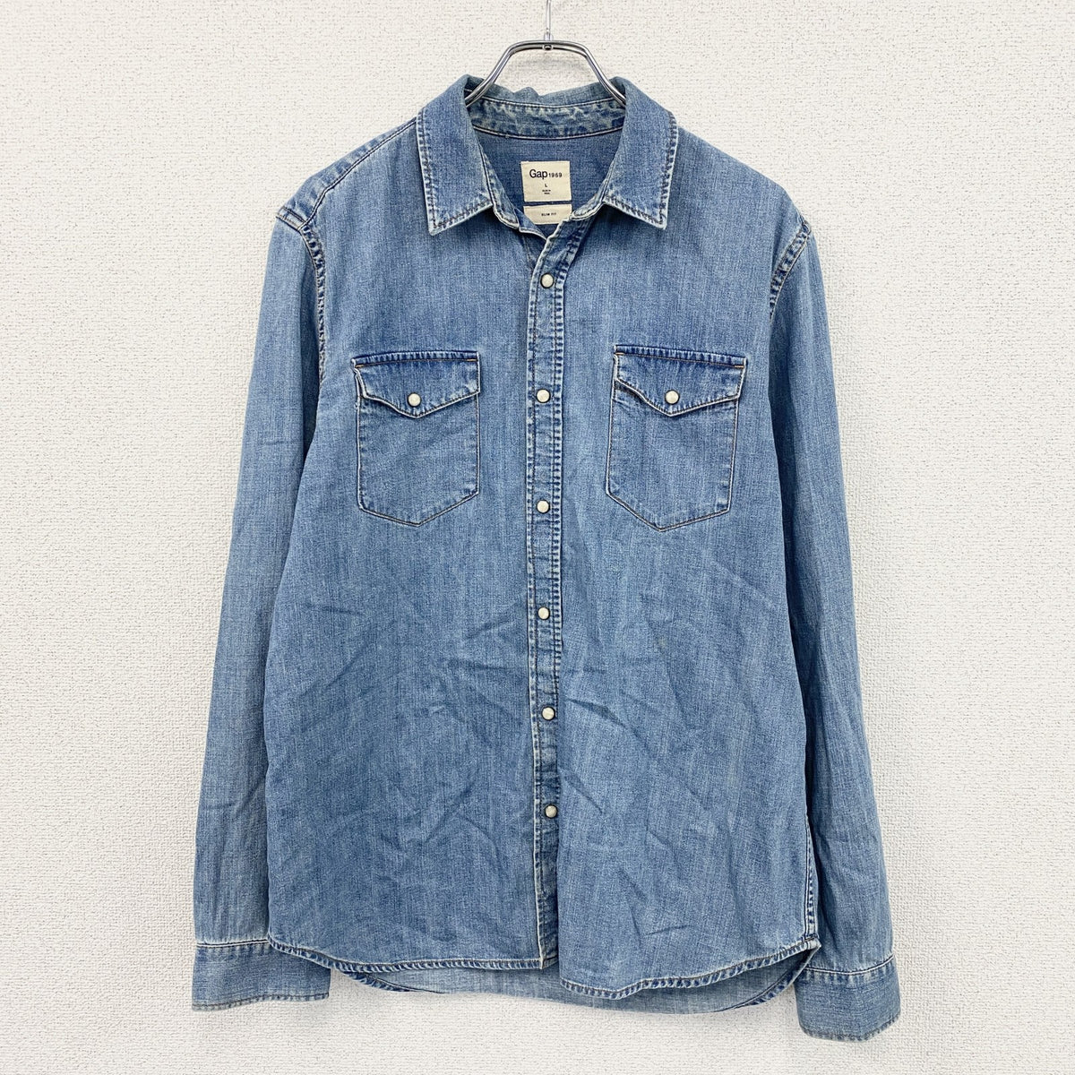 GAP　ギャップ　SLIM FIT　長袖デニムシャツ　インディゴ　Lサイズ　古着