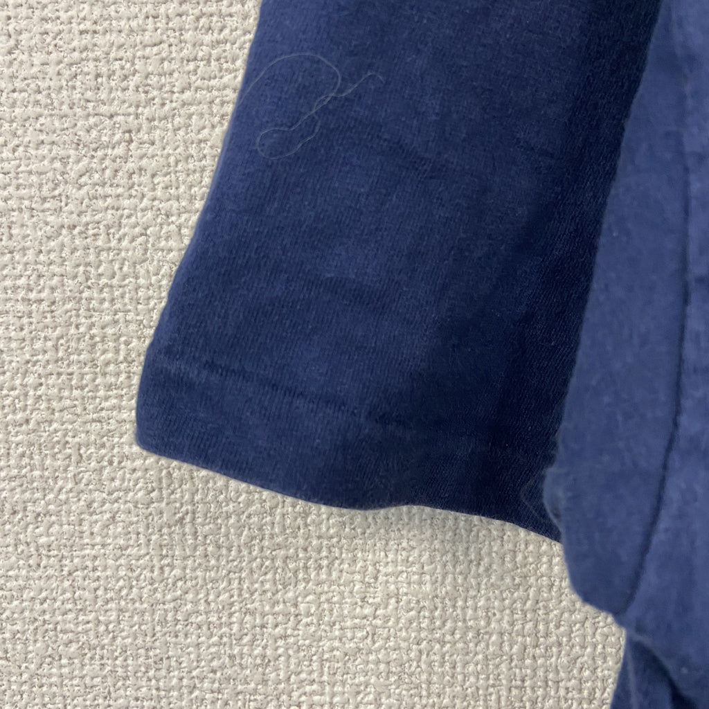 Hanes　ヘインズ　半袖プリントTシャツ　シングルステッチ　ヴィンテージ　紺　ネイビー　Lサイズ　古着