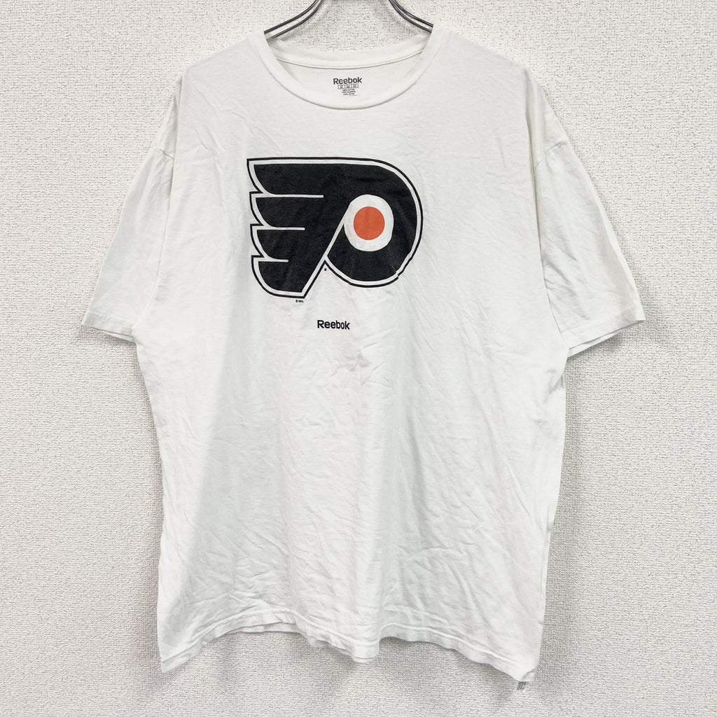 Reebok　リーボック　半袖プリントTシャツ　白　ホワイト　2XLサイズ　古着