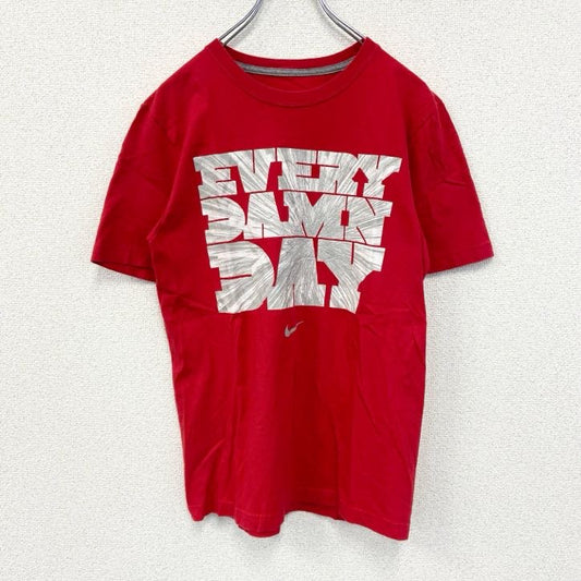 古着　used　NIKE　ナイキ　半袖プリントTシャツ　クルーネック　スウッシュロゴ　カジュアル　レトロ　赤　レッド　Sサイズ