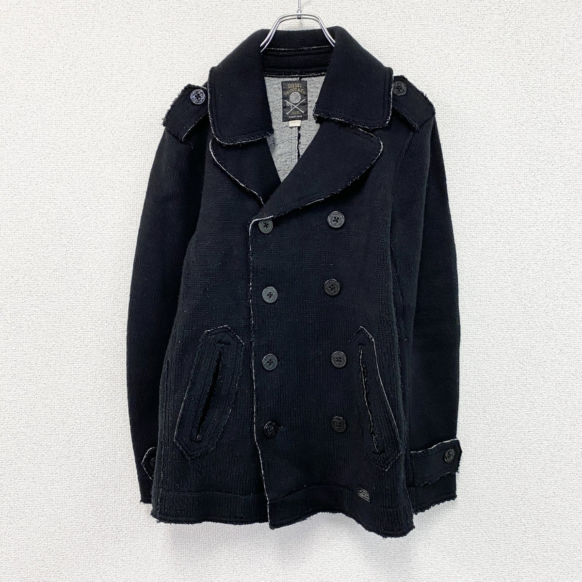 DIESEL　ディーゼル　TRICOT＆CO　ニットピーコート　黒　ブラック　Sサイズ　古着