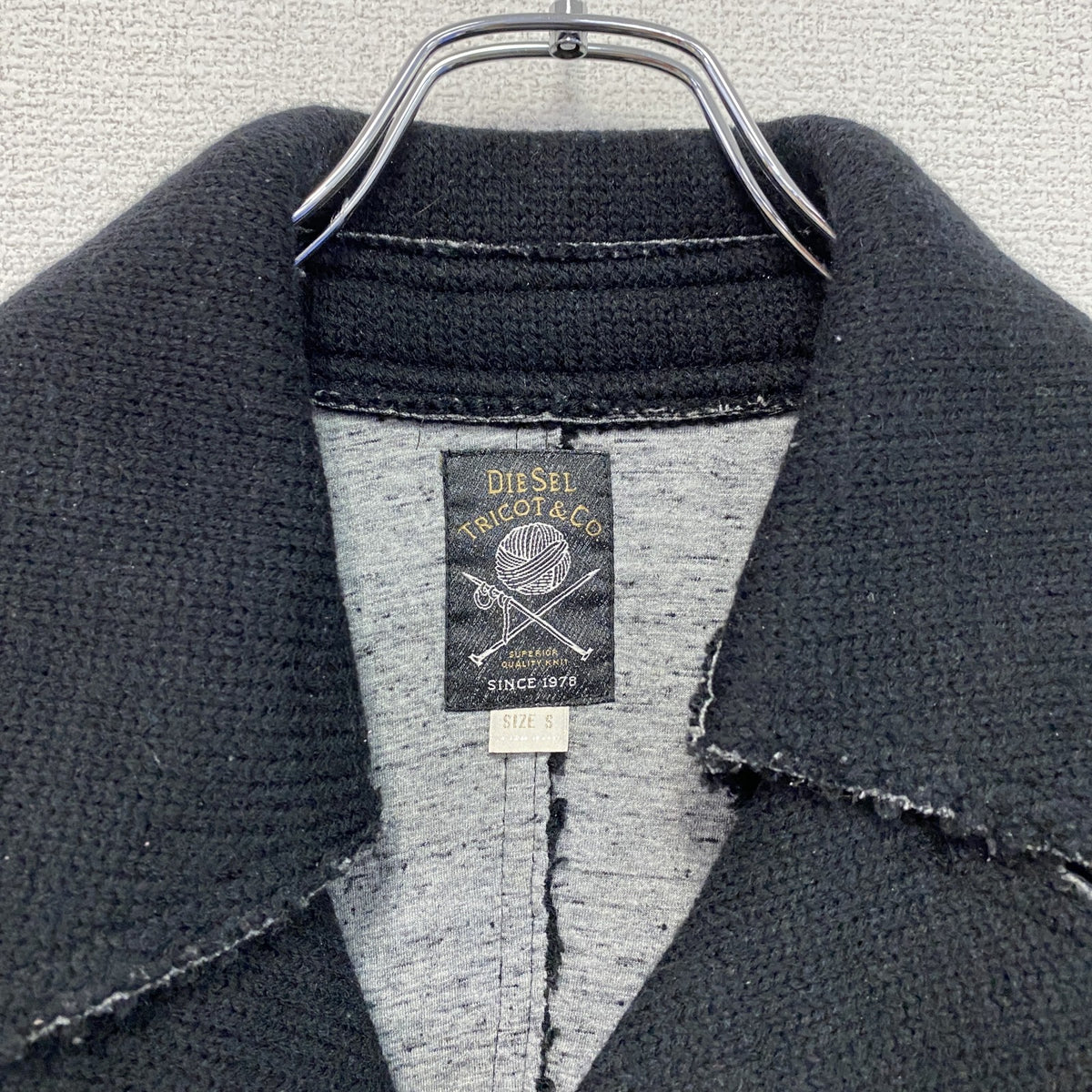 DIESEL　ディーゼル　TRICOT＆CO　ニットピーコート　黒　ブラック　Sサイズ　古着