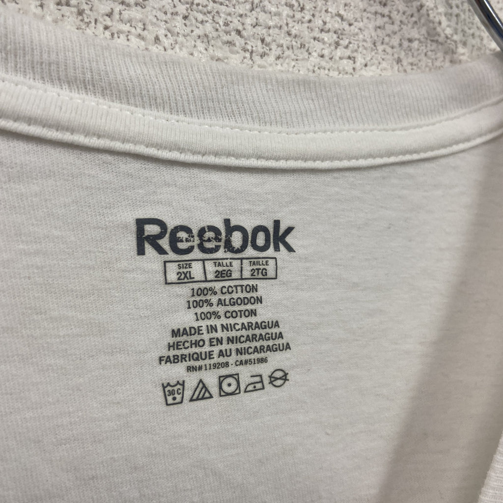 Reebok　リーボック　半袖プリントTシャツ　白　ホワイト　2XLサイズ　古着