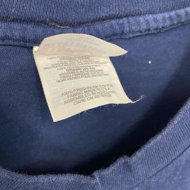 Hanes　ヘインズ　半袖プリントTシャツ　シングルステッチ　ヴィンテージ　紺　ネイビー　Lサイズ　古着