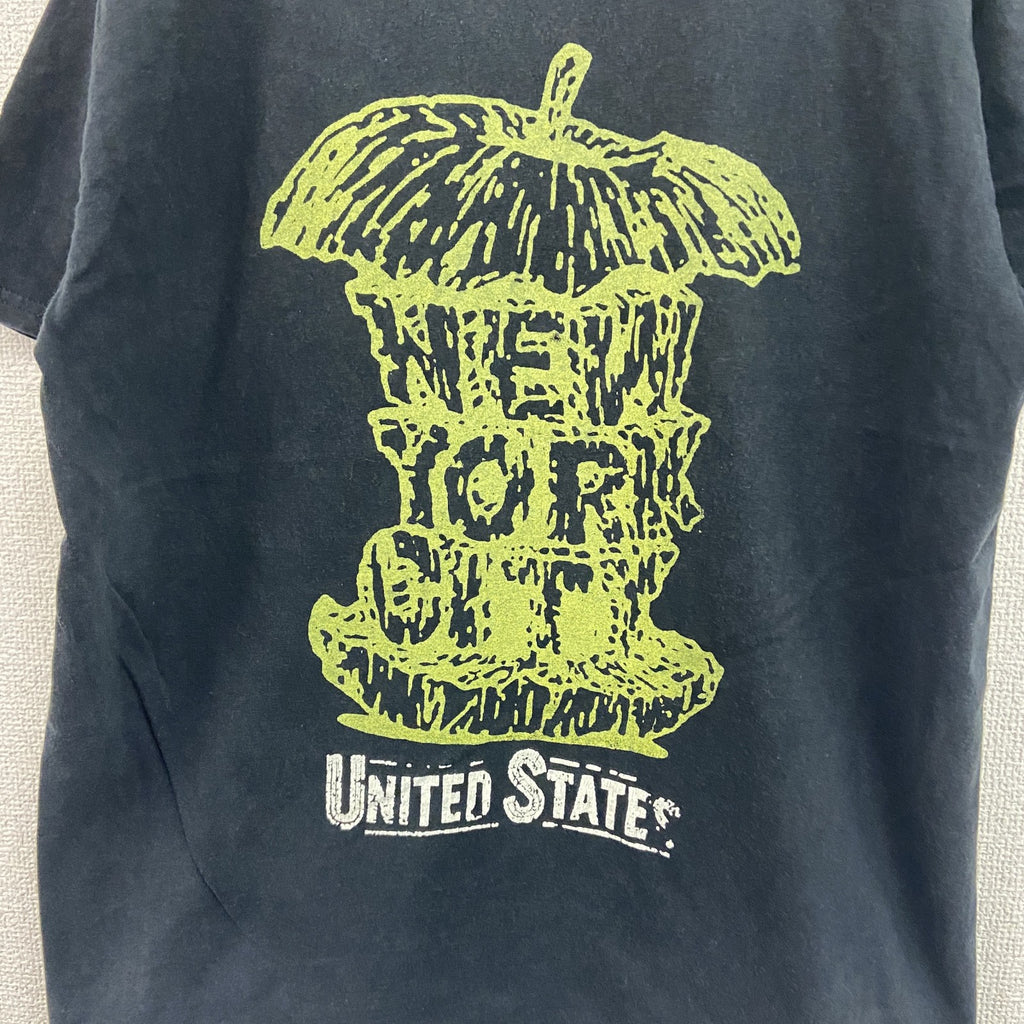 OLEE TEXTILE　半袖プリントTシャツ　NEW YYORK CITY　Apple　リンゴ　黒　ブラック　Lサイズ　古着