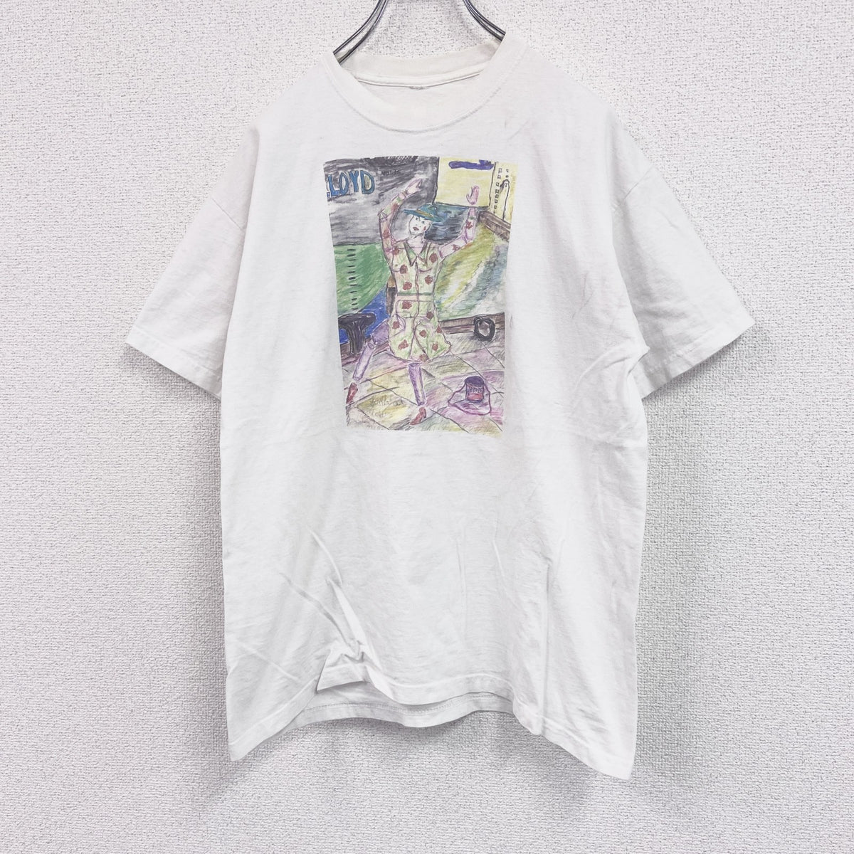 ～00s　半袖プリントTシャツ　アートT　スケッチデザイン　両面プリント　ヴィンテージ　白　ホワイト　古着