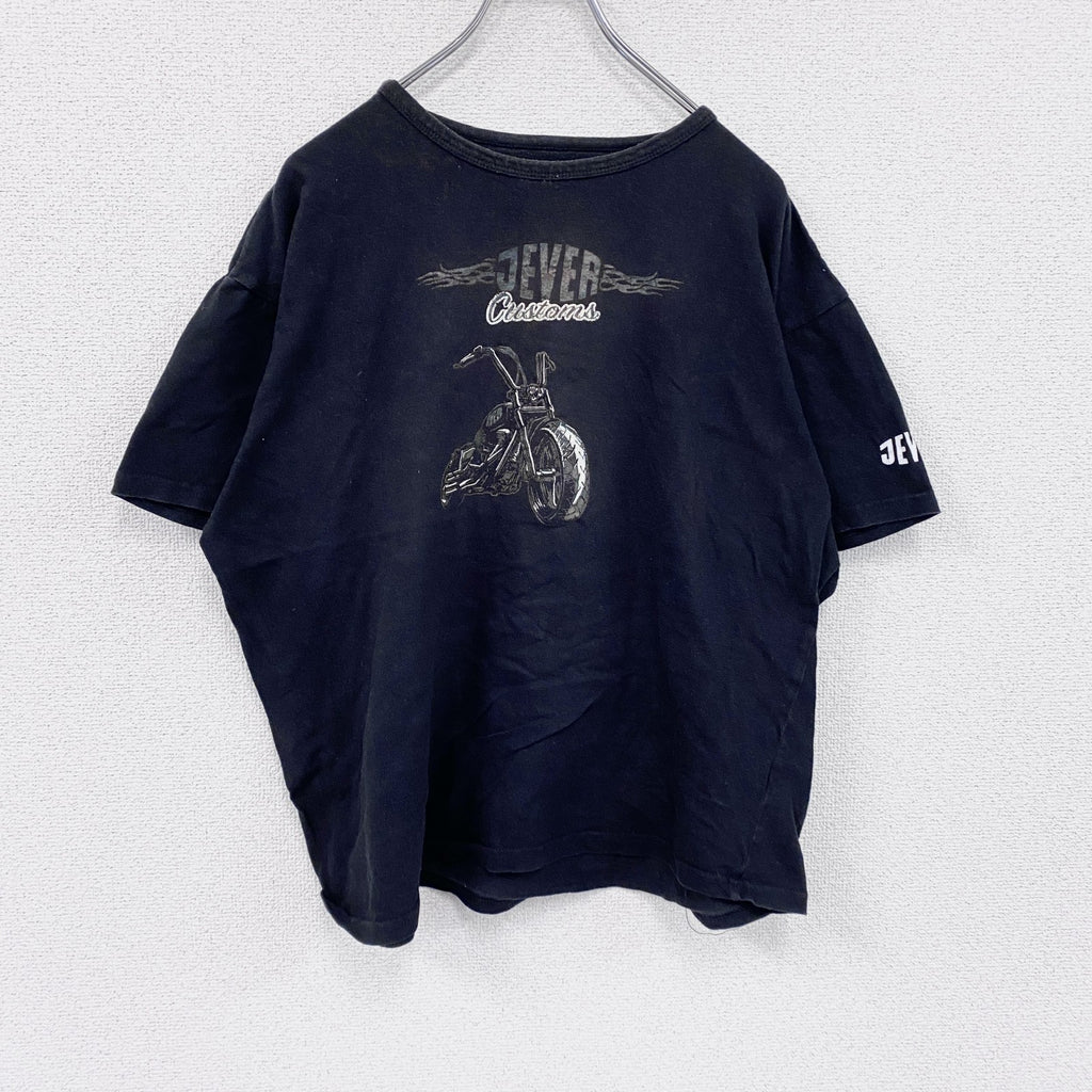 JEVER　Thunderbike　半袖プリントTシャツ　ハーレーダビッドソン　バイク　黒　ブラック　XLサイズ　古着