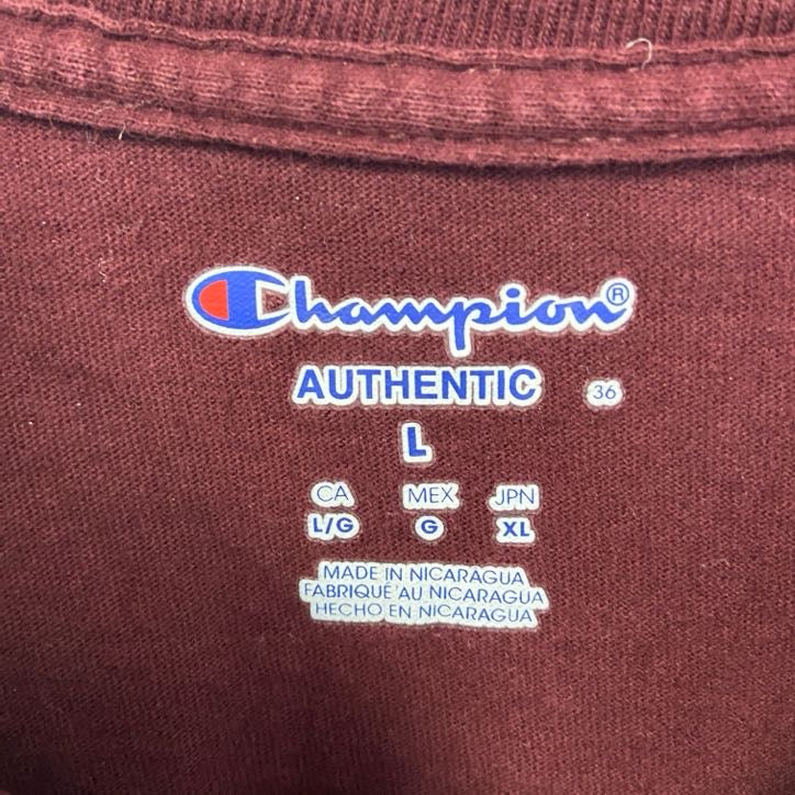 champion　チャンピオン　半袖カレッジプリントTシャツ　ロアノーク大学　クルーネック　赤　レッド　レトロ　Lサイズ　古着