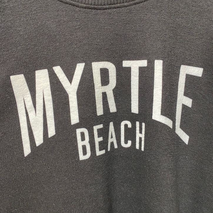 古着 used　Pacific＆Co　パシフィックアンドコー　長袖プリントセーター　黒　ブラック　MYRTLEBEACH　Lサイズ