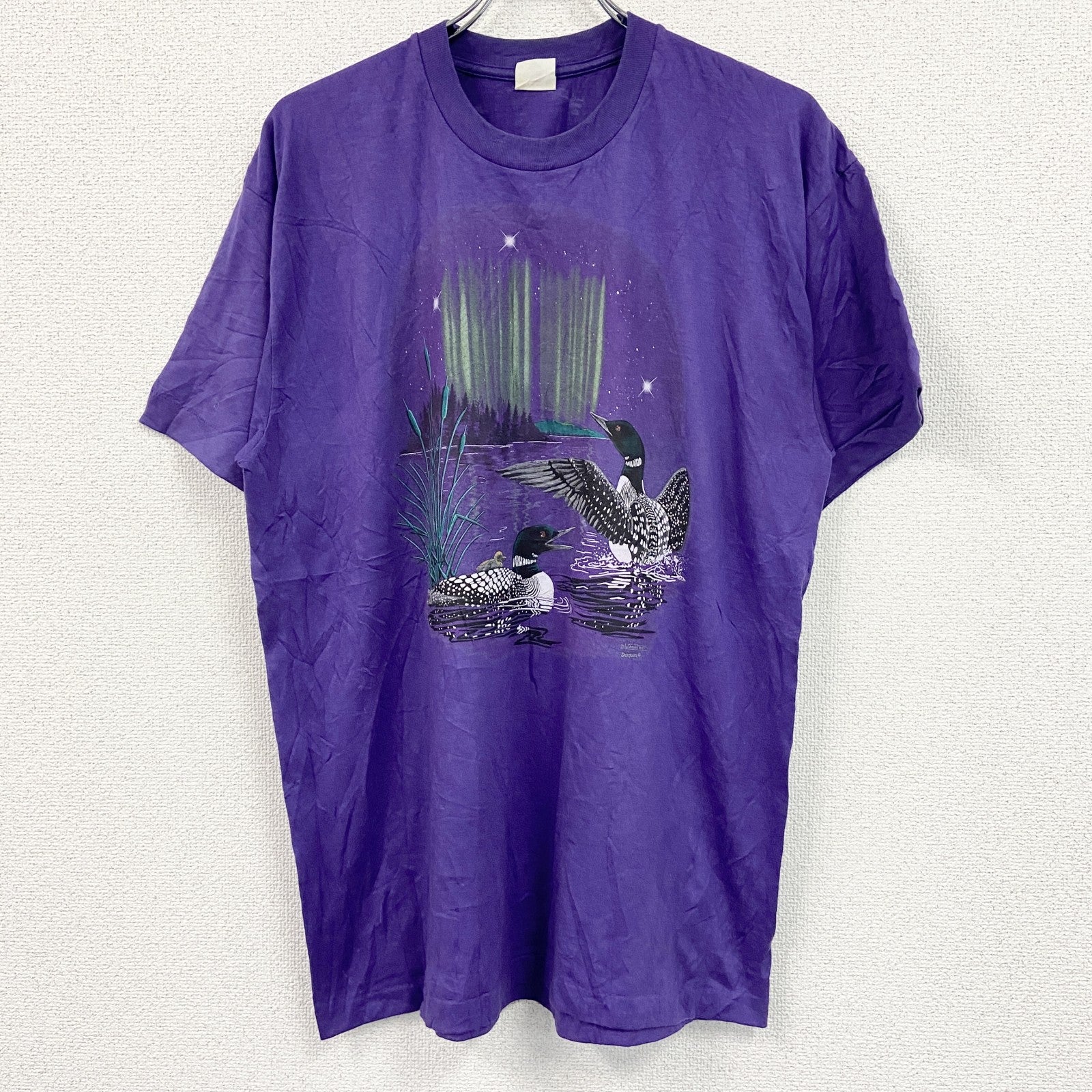 80s　SPORTSMAN　半袖プリントTシャツ　ヴィンテージ　シングルステッチ　紫　パープル　XLサイズ　古着