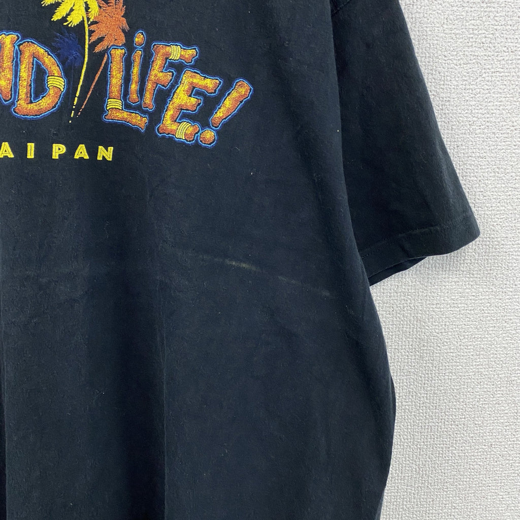 90s～　YORK　半袖プリントTシャツ　スーベニア　SAIPAN　ヴィンテージ　黒　ブラック　XLサイズ　古着