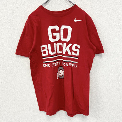 古着　used　NIKE　ナイキ　半袖カレッジプリントTシャツ　オハイオ州大学　フットボール　スウッシュロゴ　クルーネック　赤　Lサイズ