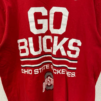 古着　used　NIKE　ナイキ　半袖カレッジプリントTシャツ　オハイオ州大学　フットボール　スウッシュロゴ　クルーネック　赤　Lサイズ