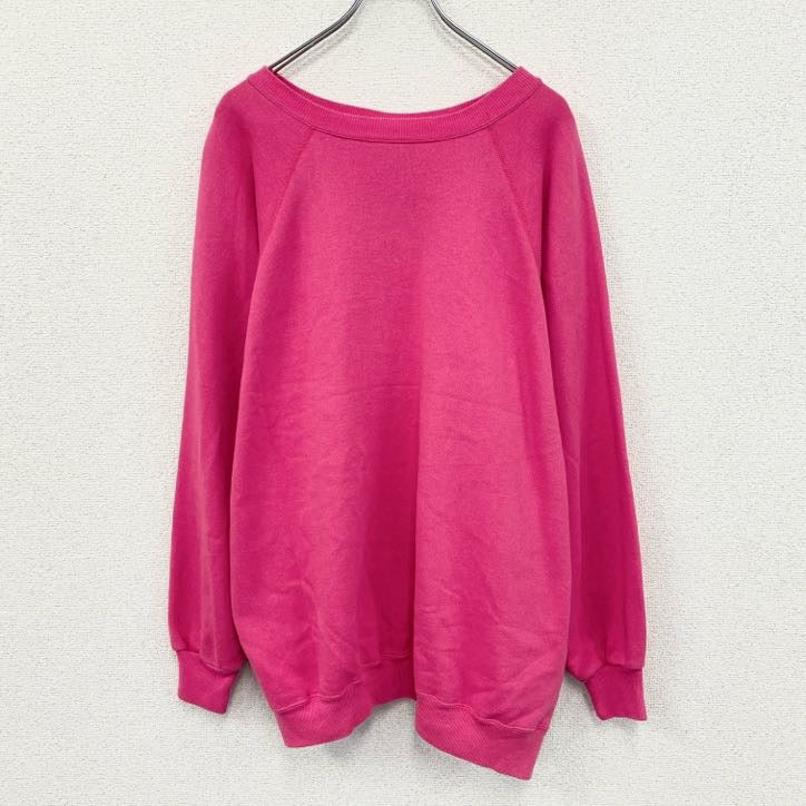 80s～　Hanes　ヘインズ　スウェット/トレーナー　ヴィンテージ　ラグランスリーブ　ピンク　2XLサイズ