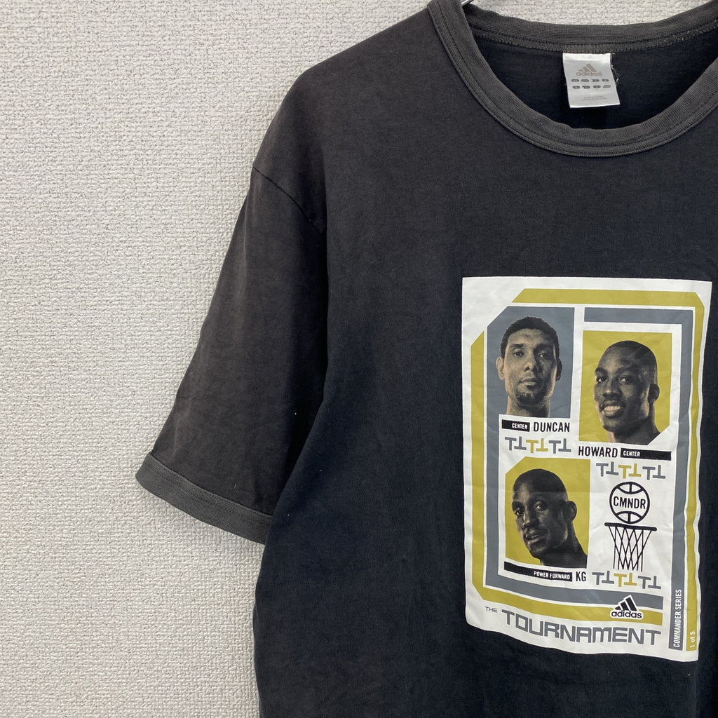 00s　adidas　アディダス　NBA　commander series　半袖リンガーTシャツ　黒　ブラック　Lサイズ　古着