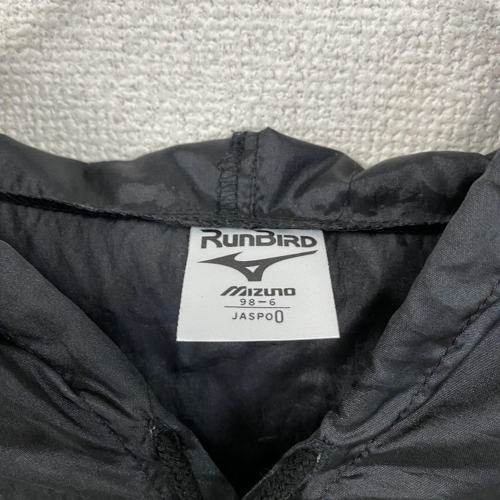 MIZUNO　ミズノ　RUNBIRD　ランバード　ナイロンプルオーバージャケット　デカロゴ　黒　ブラック　0サイズ　古着