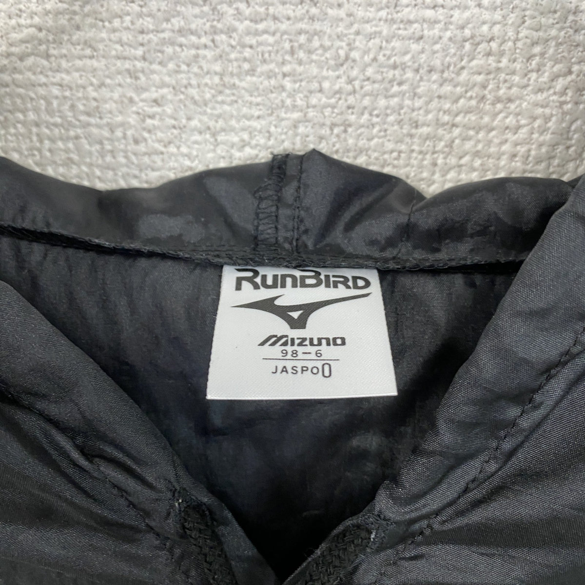 MIZUNO　ミズノ　RUNBIRD　ランバード　ナイロンプルオーバージャケット　デカロゴ　黒　ブラック　0サイズ　古着