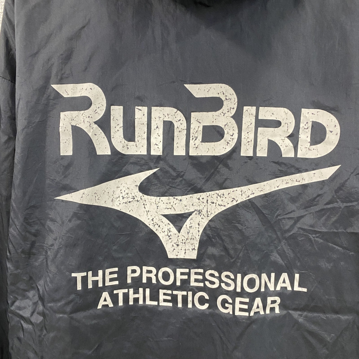 MIZUNO　ミズノ　RUNBIRD　ランバード　ナイロンプルオーバージャケット　デカロゴ　黒　ブラック　0サイズ　古着