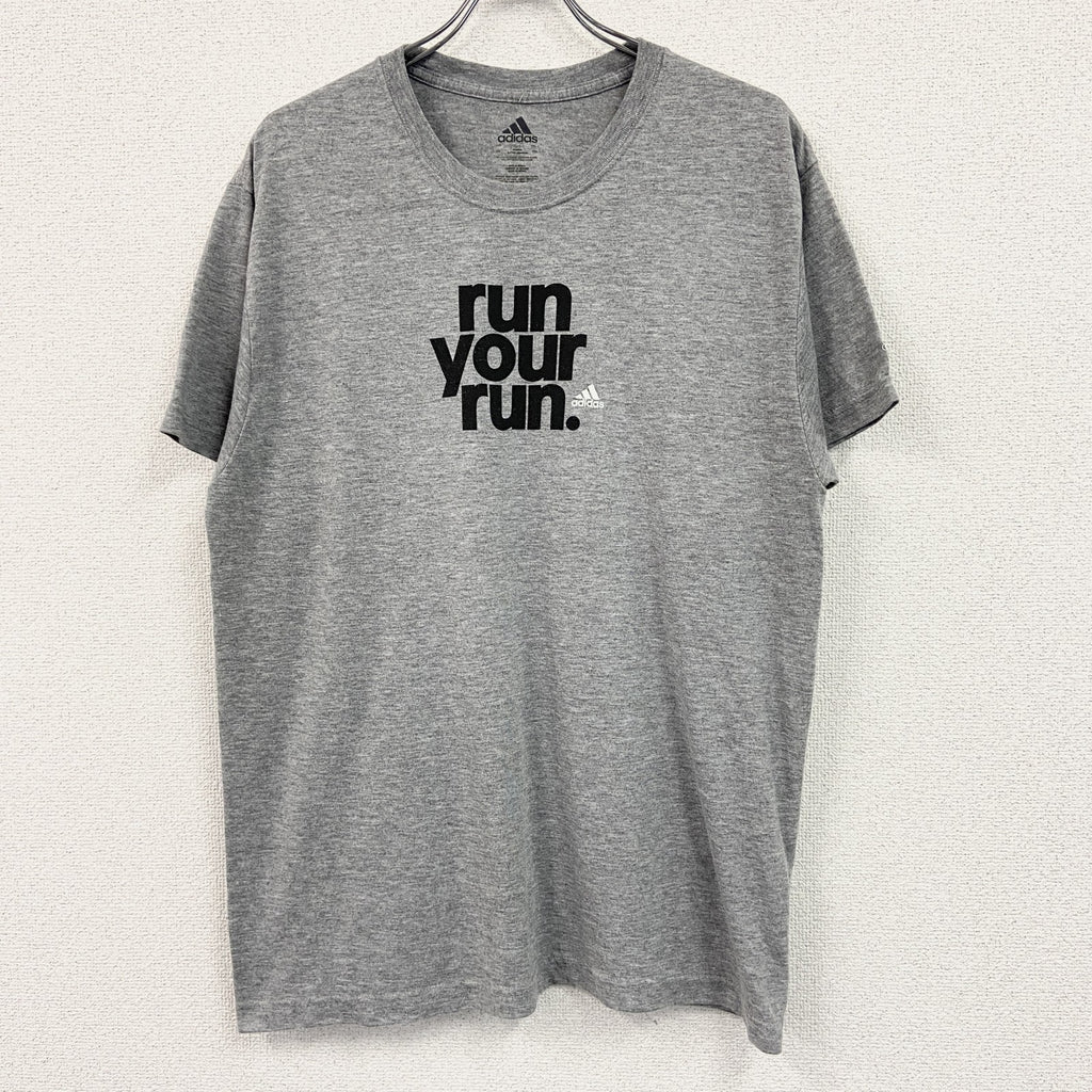 adidas　アディダス　半袖プリントTシャツ　グレー　灰色　2XL　古着