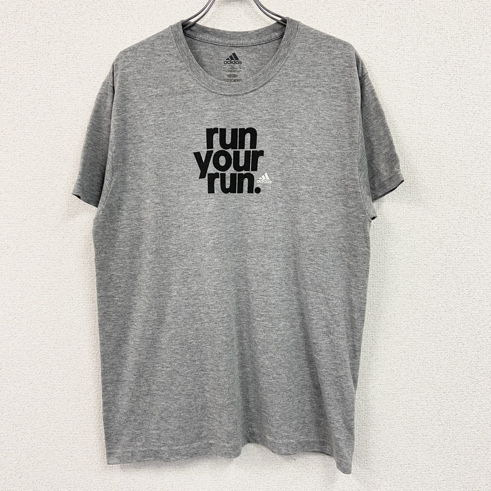 adidas　アディダス　半袖プリントTシャツ　グレー　灰色　2XL　古着
