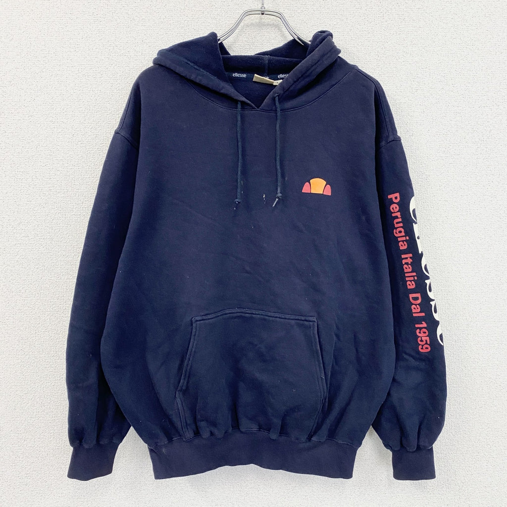 ～00s　ellesse　エレッセ　スウェットパーカー/フーディー　紺　ネイビー　ユーロヴィンテージ　Lサイズ　古着