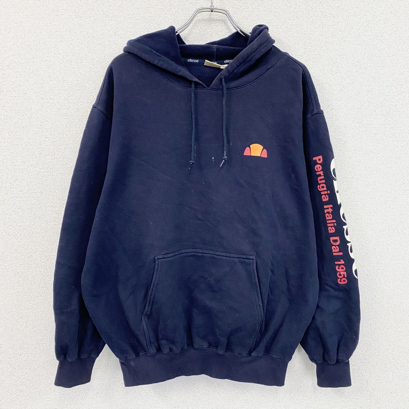 ～00s　ellesse　エレッセ　スウェットパーカー/フーディー　紺　ネイビー　ユーロヴィンテージ　Lサイズ　古着