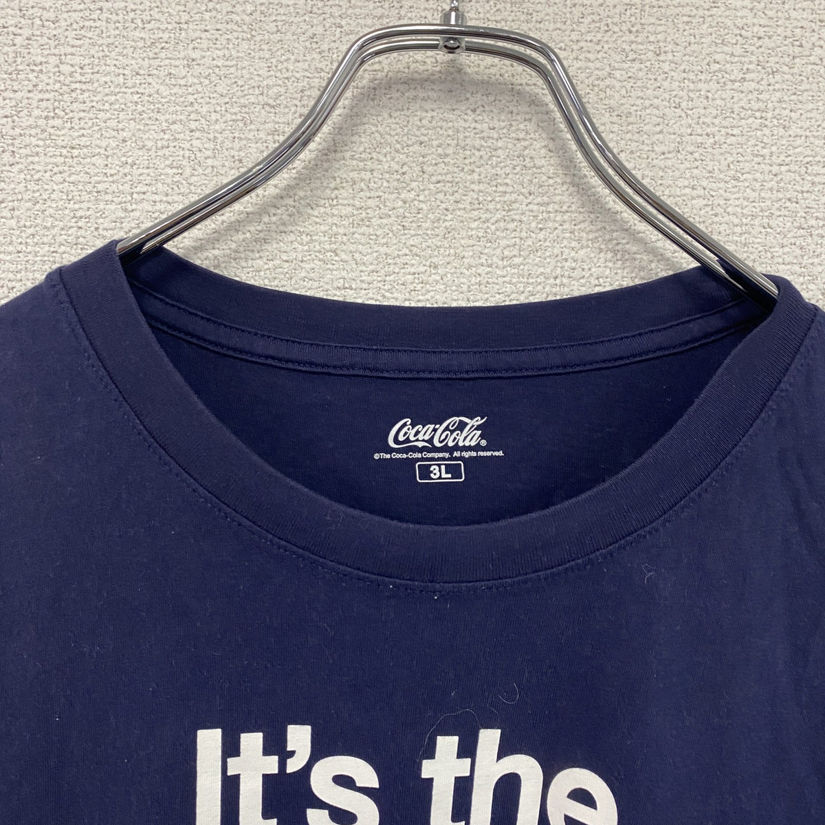 Coca Cola　コカ・コーラ　半袖プリントTシャツ　紺　ネイビー　3Lサイズ　古着