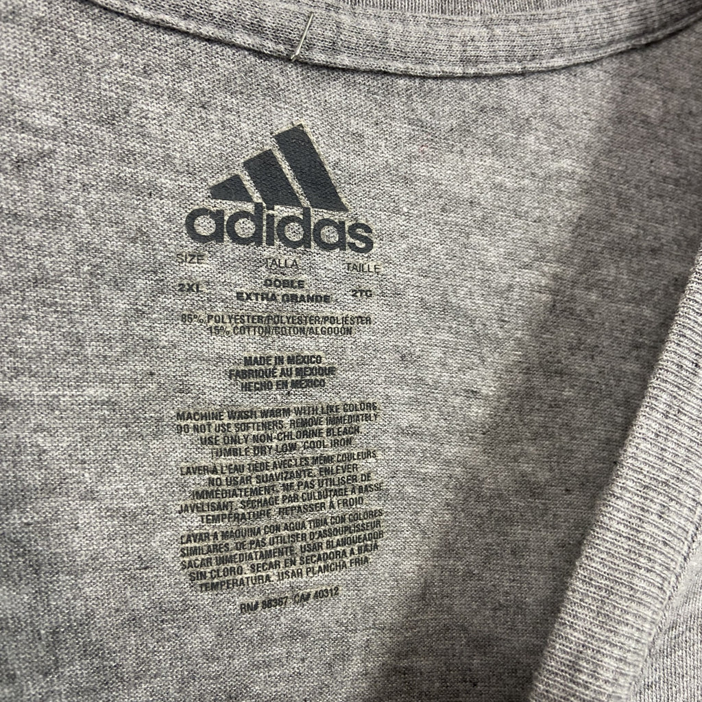 adidas　アディダス　半袖プリントTシャツ　グレー　灰色　2XL　古着