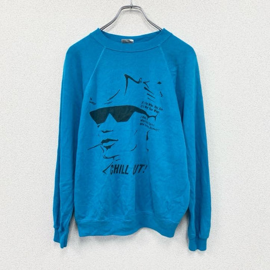 80s　Hanes　ヘインズ　スウェット/トレーナー　ヴィンテージ　ラグランスリーブ　青　ブルー　Mサイズ